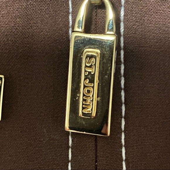 St.John Brown Zipper Down Woman Top Jacket Size M - Picture 5 of 10